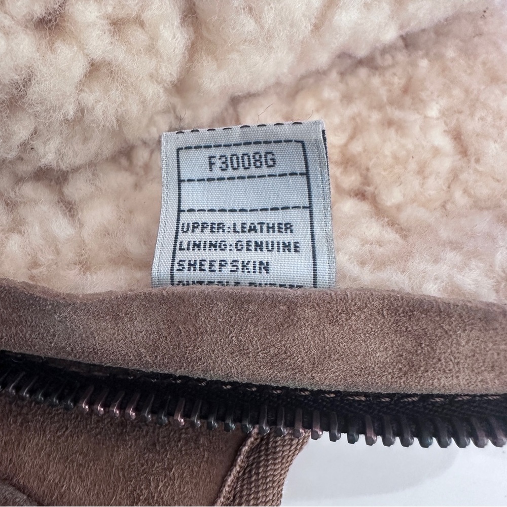 UGG Knightsbridge Boots Brown Back Zipper Shearling Sherpa Lined Suede sz 10 - Picture 8 of 9